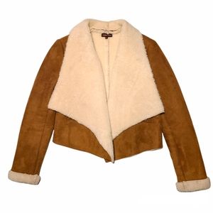 Nameless Sherpa Suede Jacket | Tan/White